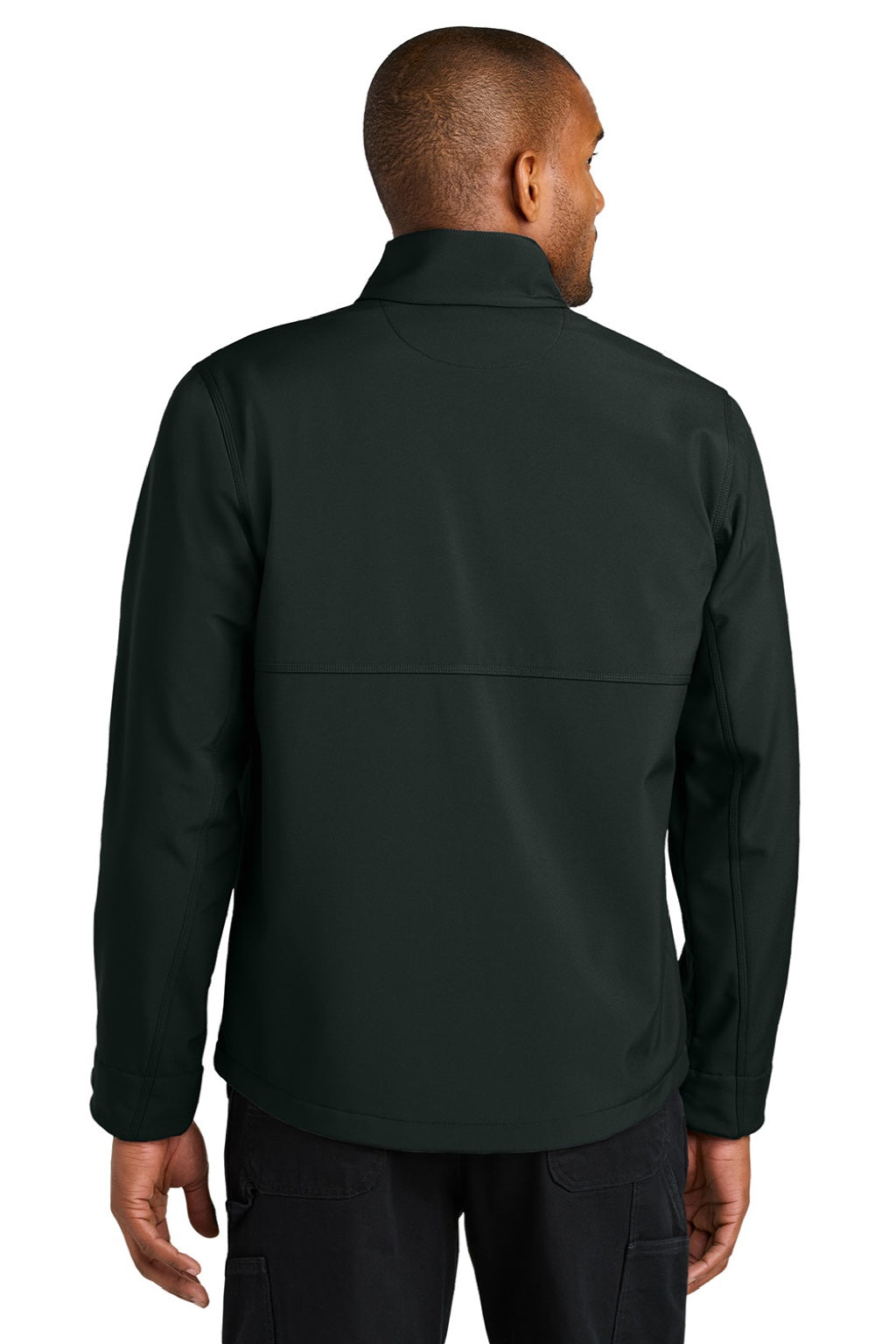 CornerStone CSJ70 Mens Workwear Water Resistant Soft Shell Full Zip Jacket Black Model Back