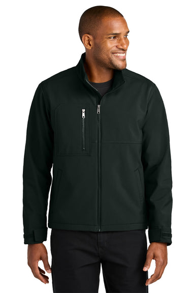 CornerStone CSJ70 Mens Workwear Water Resistant Soft Shell Full Zip Jacket Black Model Front