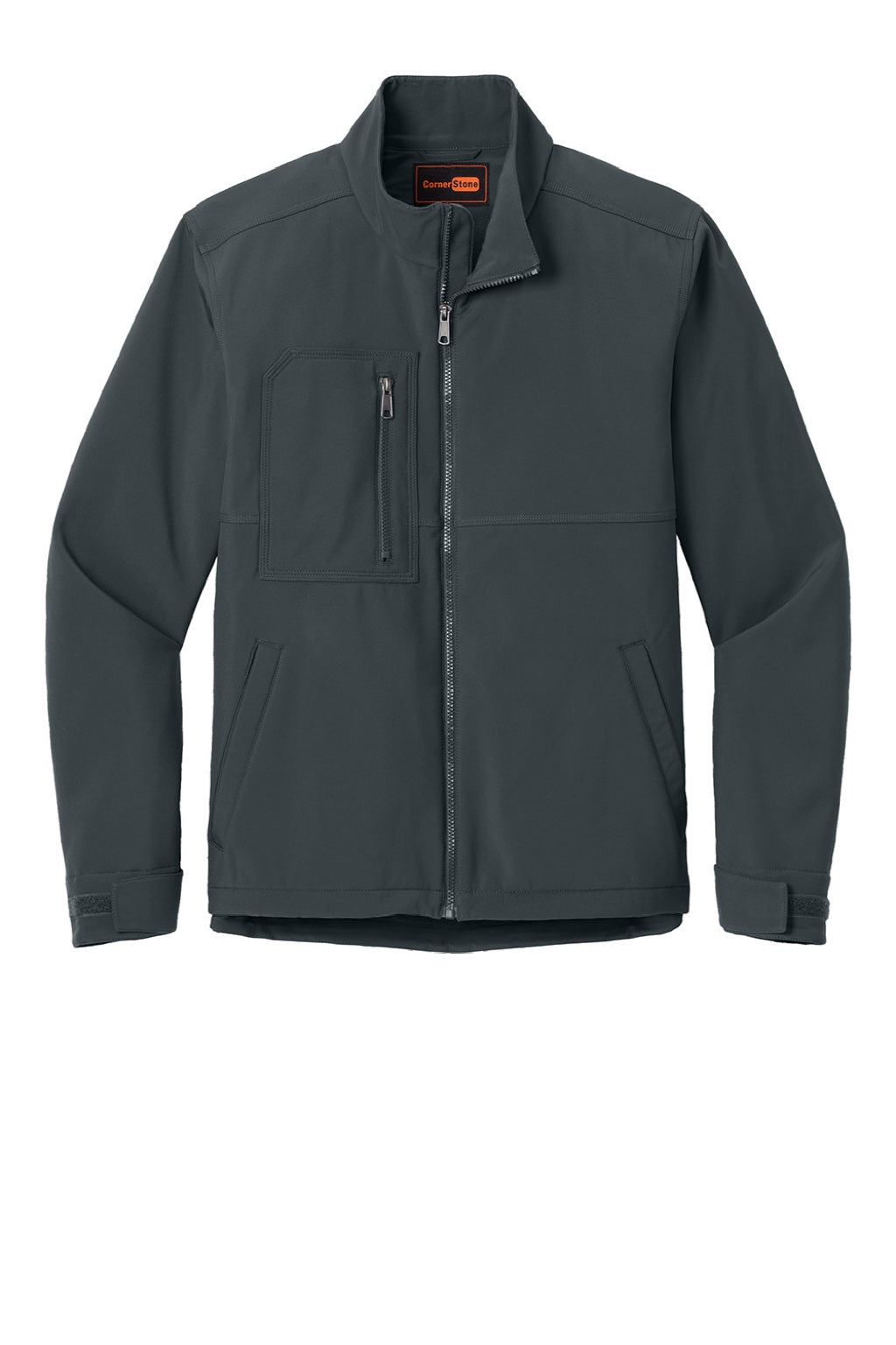 CornerStone CSJ70 Mens Workwear Water Resistant Soft Shell Full Zip Jacket Iron Grey Flat Front