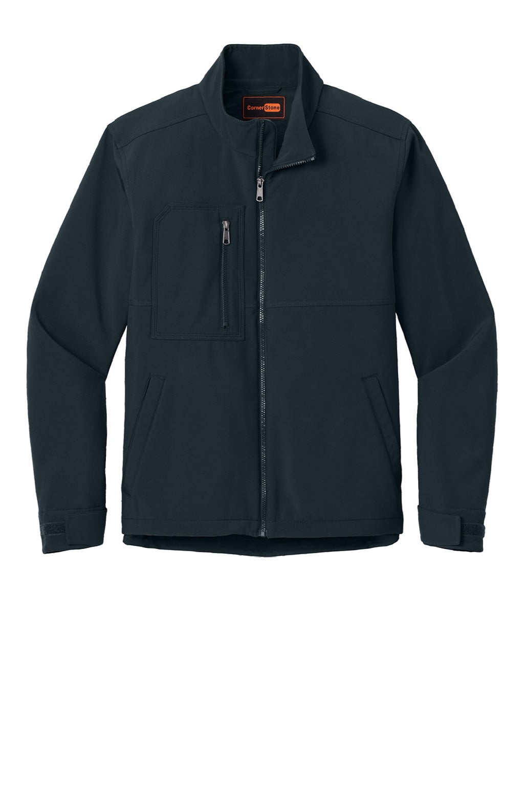 CornerStone CSJ70 Mens Workwear Water Resistant Soft Shell Full Zip Jacket Navy Blue Flat Front