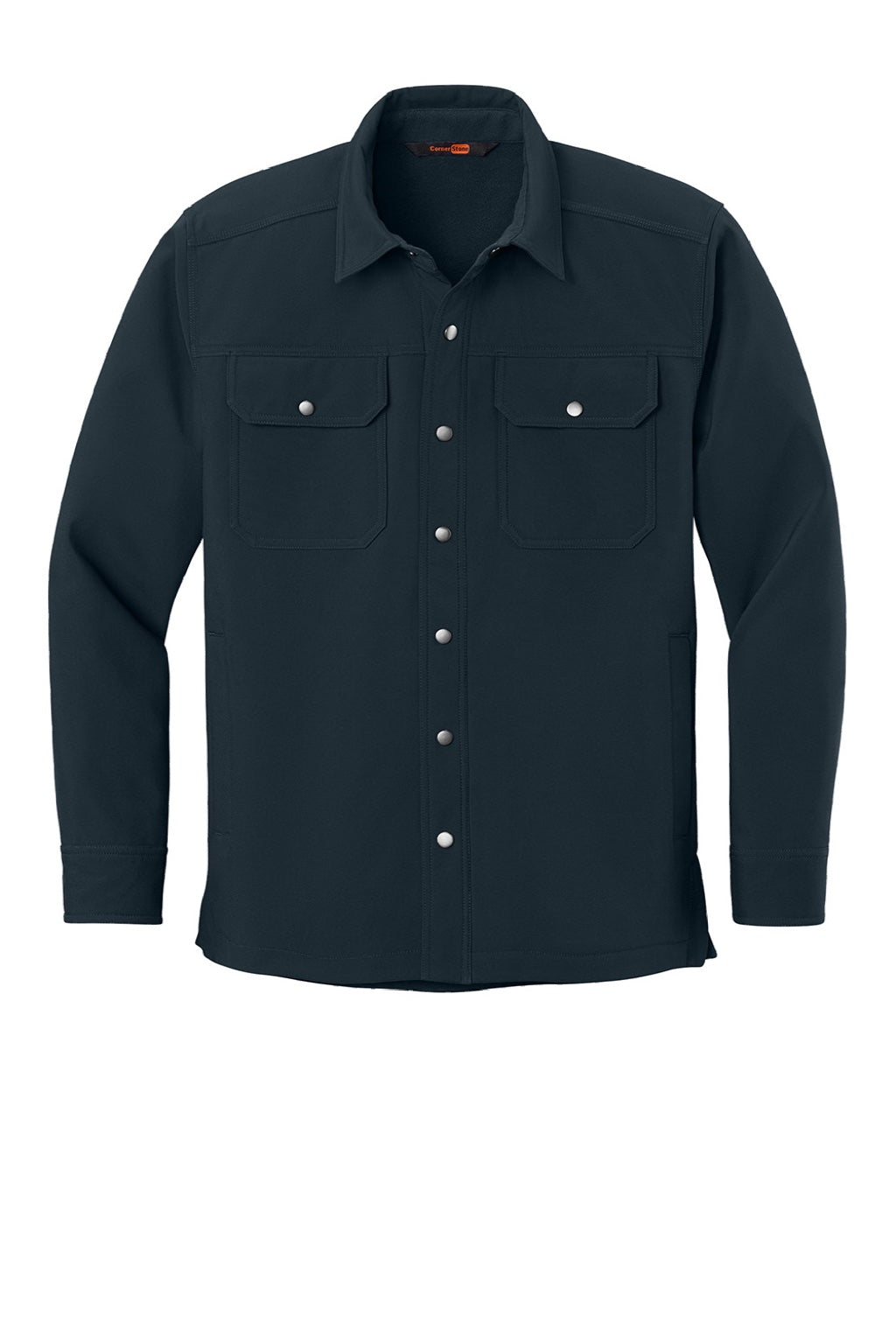 CornerStone CSJ73 Mens Snap Down Soft Shell Shirt Jacket Navy Blue Flat Front