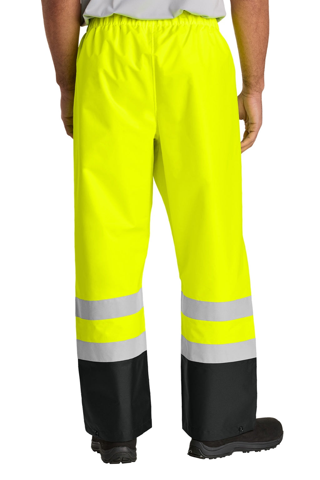 CornerStone CSP504 Mens ANSI Class E Pull On Rain Pants Safety Yellow/Black Model Back