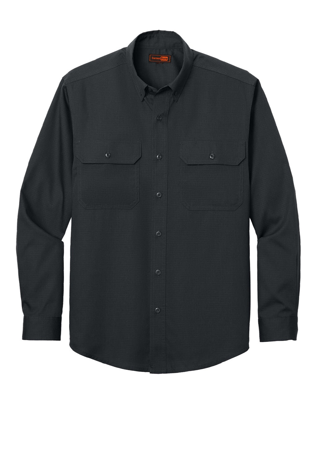 CornerStone CSW174 Mens Select Ripstop Stain Resistant Long Sleeve Button Down Shirt w/ Pockets Echo Steel Grey Flat Front