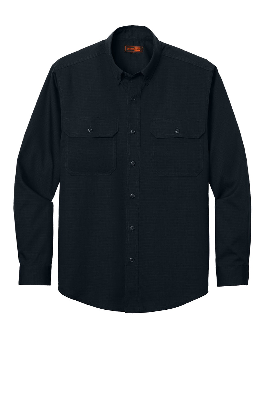 CornerStone CSW174 Mens Select Ripstop Stain Resistant Long Sleeve Button Down Shirt w/ Pockets Navy Blue Flat Front