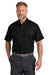 CornerStone CSW175 Mens Select Ripstop Stain Resistant Short Sleeve Button Down Shirt w/ Pockets Black Model Front