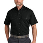 CornerStone Mens Select Ripstop Stain Resistant Short Sleeve Button Down Shirt w/ Pockets - Black