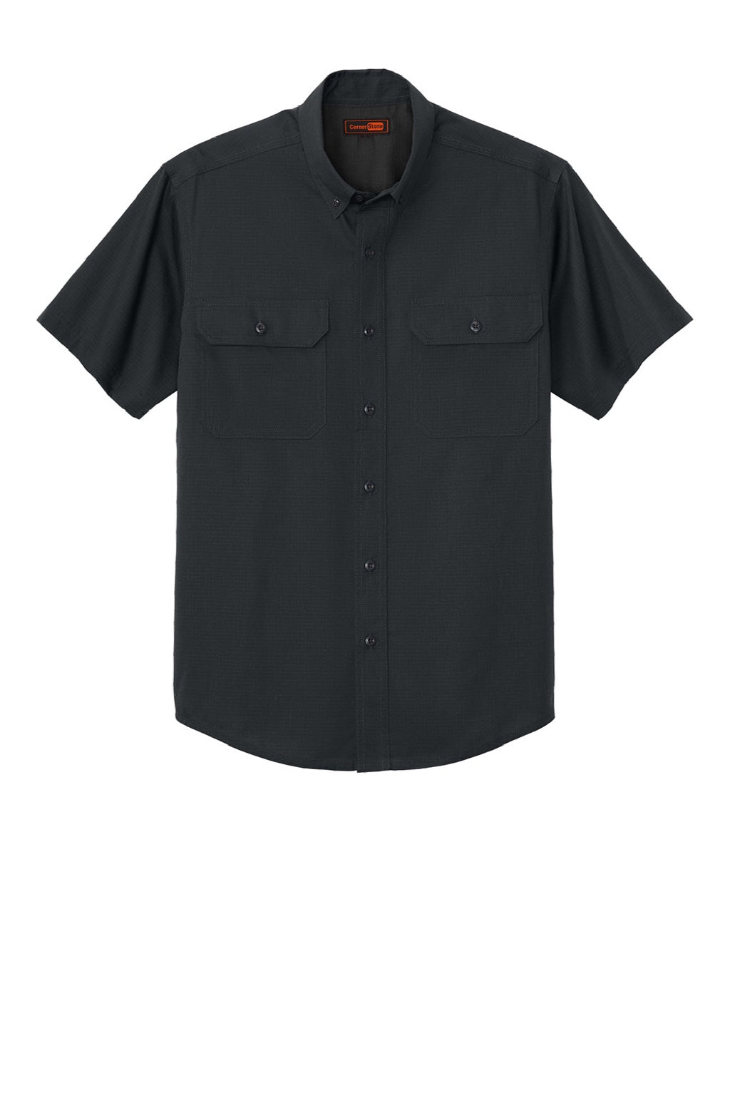 CornerStone CSW175 Mens Select Ripstop Stain Resistant Short Sleeve Button Down Shirt w/ Pockets Echo Steel Grey Flat Front