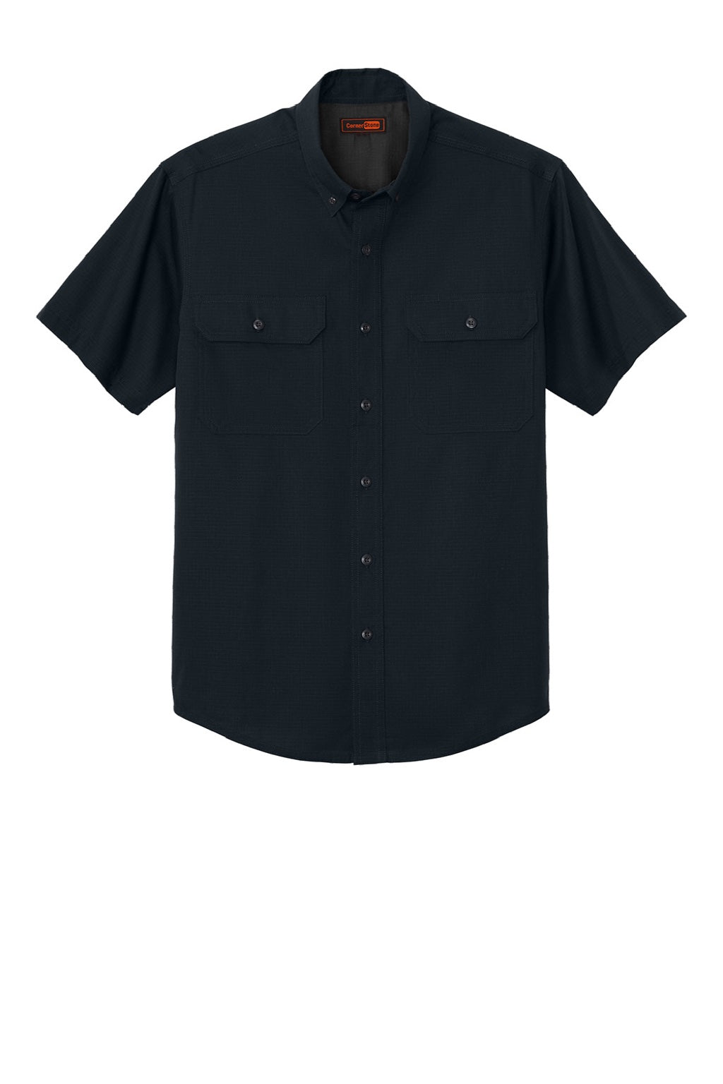 CornerStone CSW175 Mens Select Ripstop Stain Resistant Short Sleeve Button Down Shirt w/ Pockets Navy Blue Flat Front