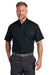 CornerStone CSW175 Mens Select Ripstop Stain Resistant Short Sleeve Button Down Shirt w/ Pockets Navy Blue Model Front