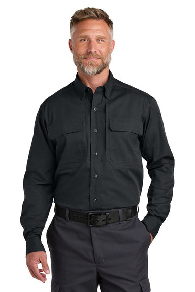 CornerStone CSW176 Mens Select Tactical Stain Resistant Long Sleeve Button Down Shirt w/ Pockets Echo Steel Grey Model Front