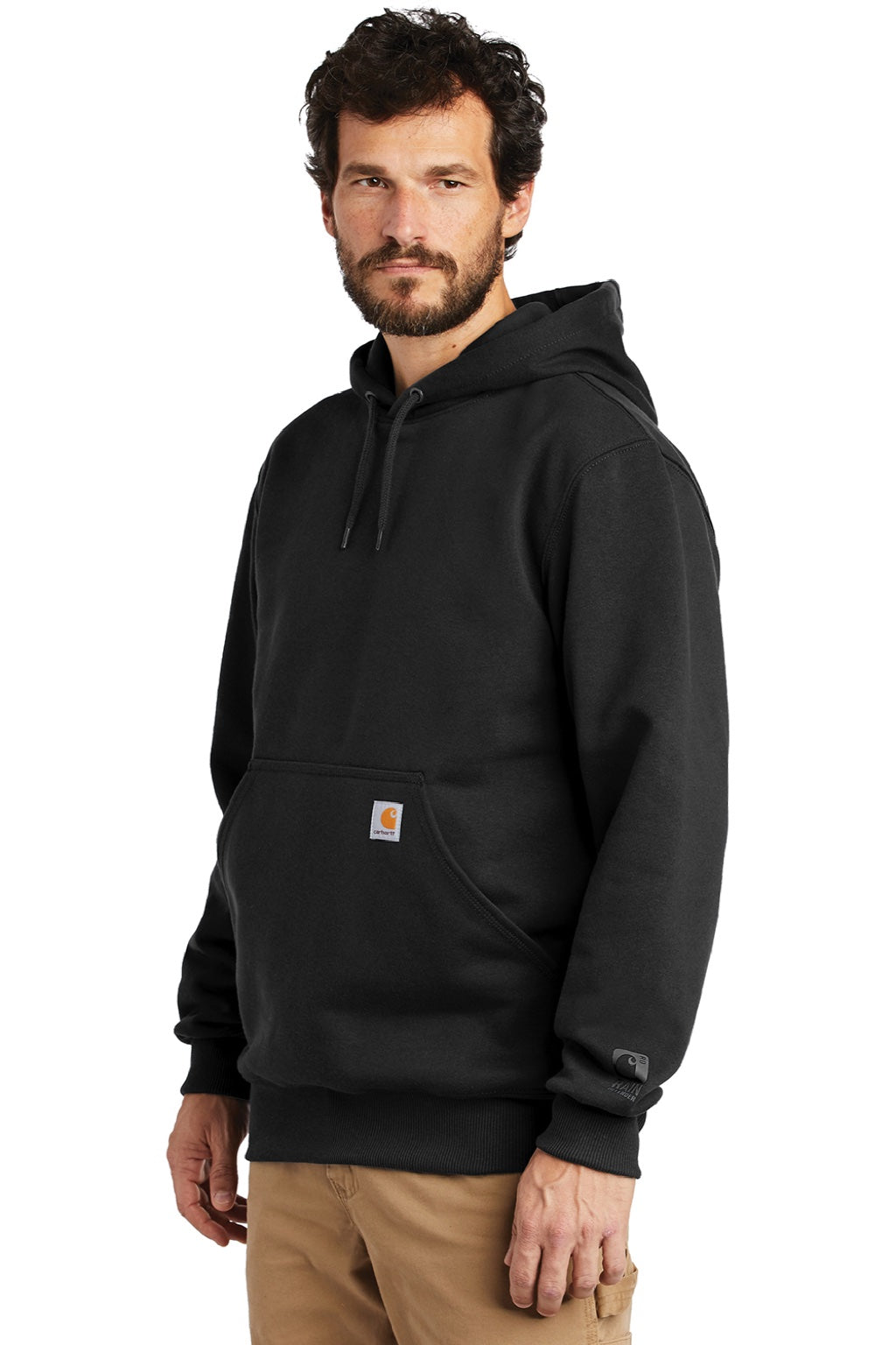 Carhartt CT100615 Mens Paxton Rain Defender Water Resistant Hooded Sweatshirt Hoodie w/ Pouch Pocket Black Model 3Q