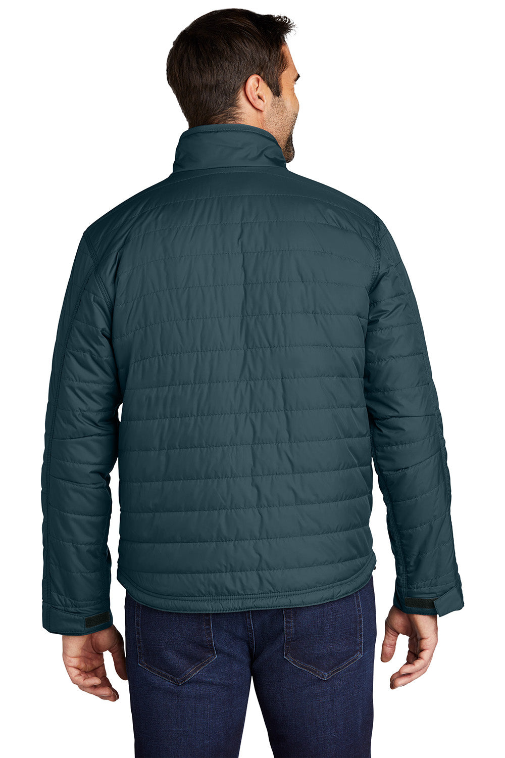 Carhartt CT102208 Mens Gilliam Wind & Water Resistant Full Zip Jacket Navy Blue Model Back