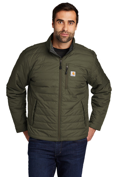 Carhartt CT102208 Mens Gilliam Wind & Water Resistant Full Zip Jacket Moss Green Model Front
