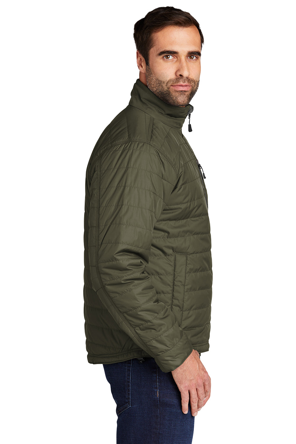 Carhartt CT102208 Mens Gilliam Wind & Water Resistant Full Zip Jacket Moss Green Model Side