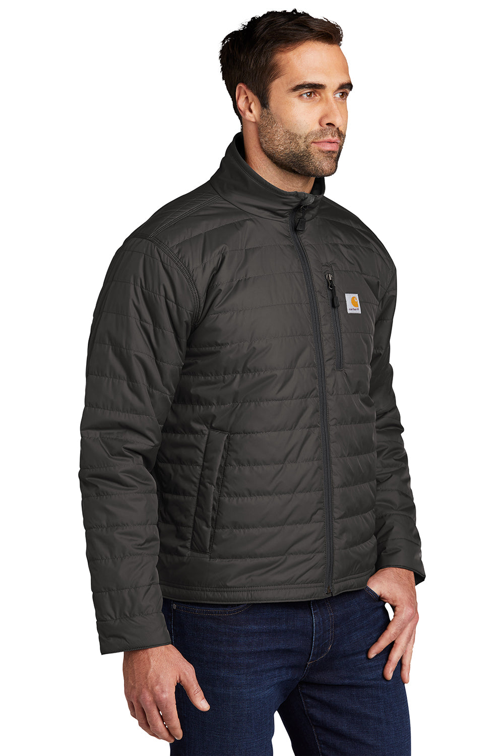 Carhartt CT102208 Mens Gilliam Wind & Water Resistant Full Zip Jacket Shadow Grey Model 3Q