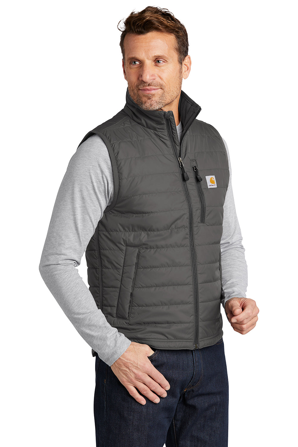 Carhartt CT102286 Mens Gilliam Full Zip Vest Shadow Grey Model 3Q