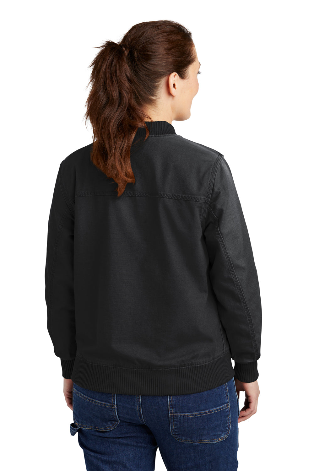 Carhartt CT102524 Womens Crawford Rugged Flex Full Zip Jacket Black Model Back