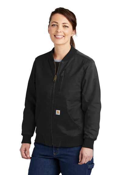 Carhartt CT102524 Womens Crawford Rugged Flex Full Zip Jacket Black Model Front