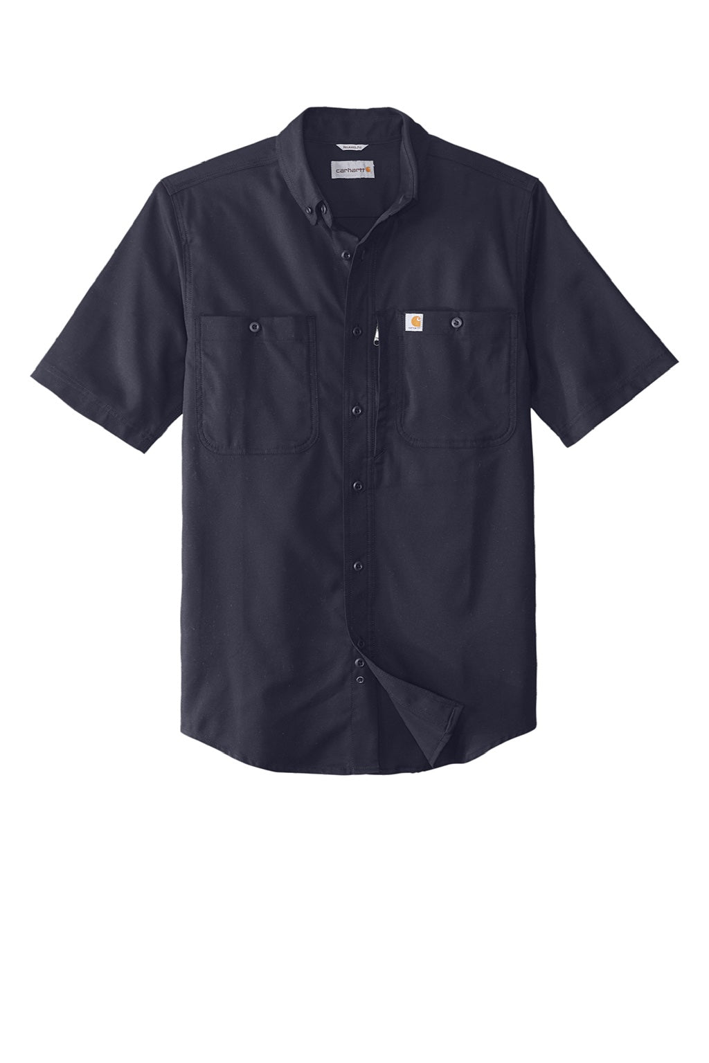 Carhartt CT102537/CT106688 Mens Rugged Professional Series Wrinkle Resistant Short Sleeve Button Down Shirt w/ Pocket Navy Blue Flat Front