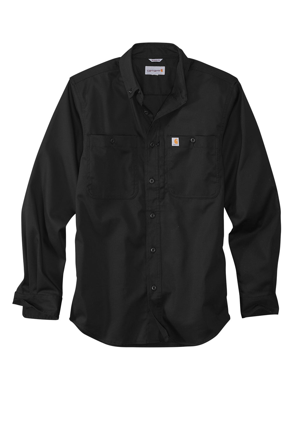 Carhartt CT102538 Mens Rugged Professional Series Wrinkle Resistant Long Sleeve Button Down Shirt w/ Pocket Black Flat Front