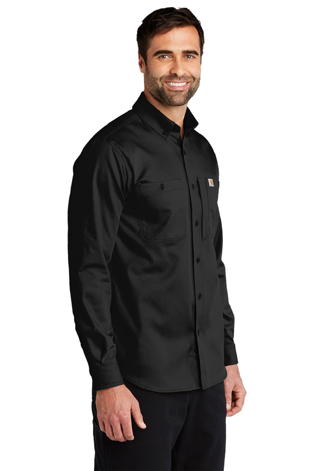 Carhartt CT102538/CT106689 Mens Rugged Professional Series Wrinkle Resistant Long Sleeve Button Down Shirt w/ Pocket Black Model 3Q