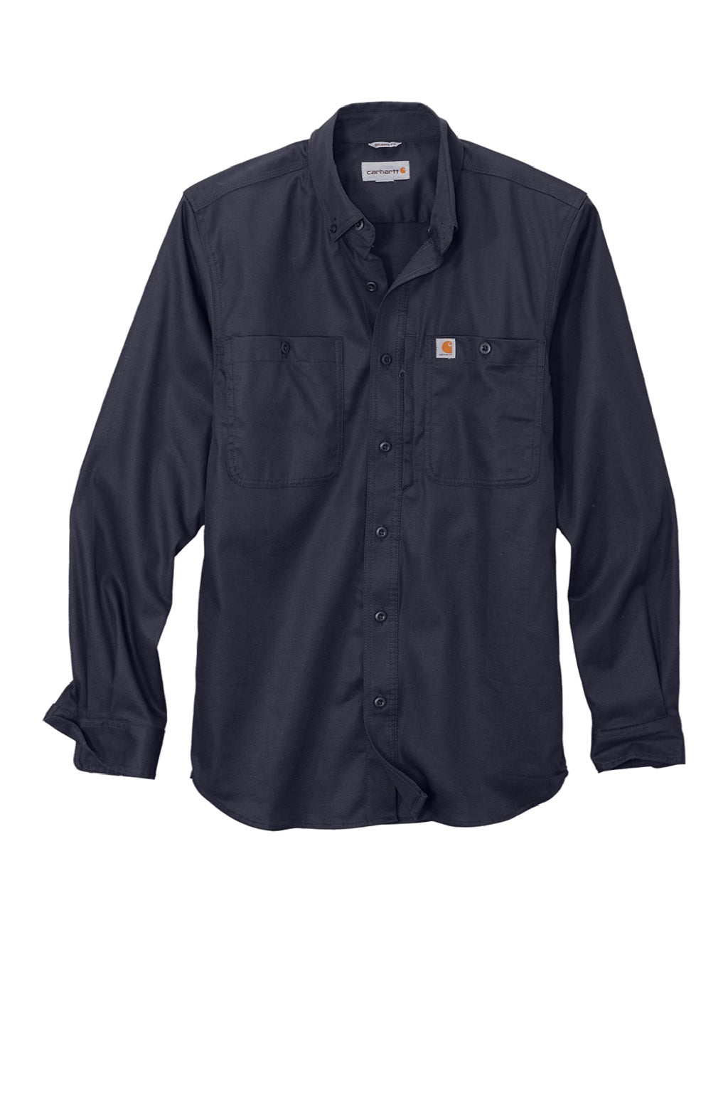 Carhartt CT102538/CT106689 Mens Rugged Professional Series Wrinkle Resistant Long Sleeve Button Down Shirt w/ Pocket Navy Blue Flat Front
