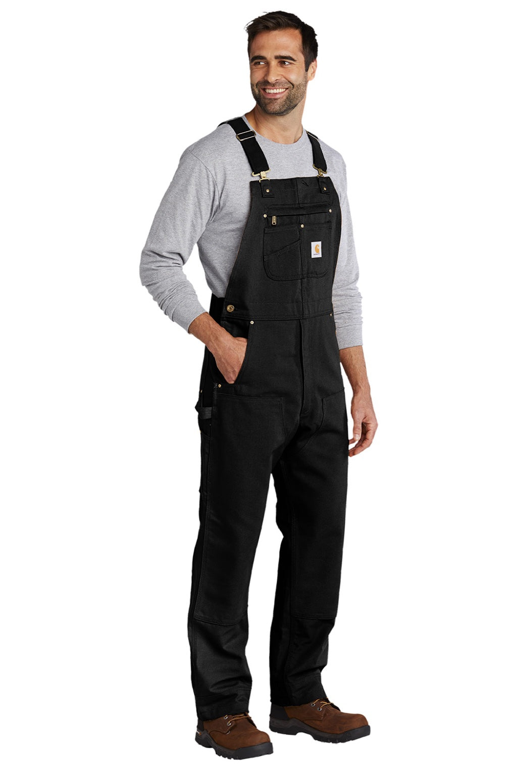 Carhartt CT102776 Mens Duck Unlined Bib Overalls w/ Pockets Black Model 3q