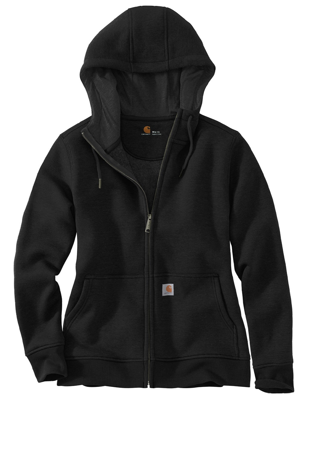 Carhartt CT102788 Womens Clarksburg Full Zip Hooded Sweatshirt Hoodie w/ Pockets Black Flat Front