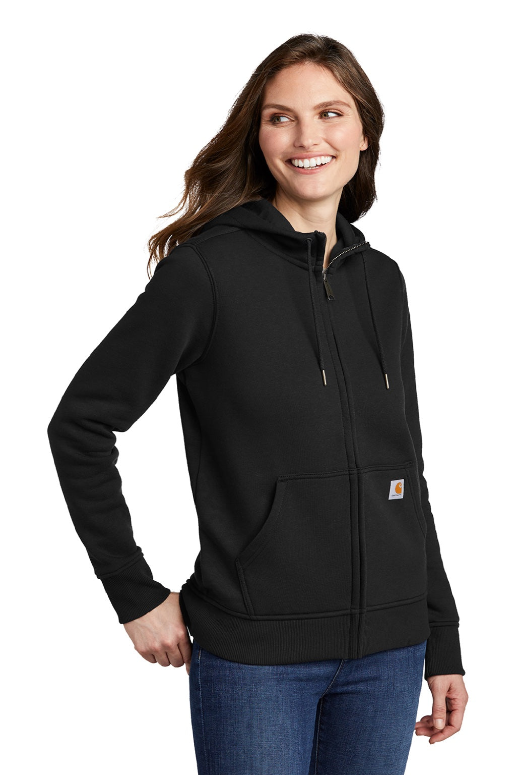 Carhartt CT102788 Womens Clarksburg Full Zip Hooded Sweatshirt Hoodie w/ Pockets Black Model 3Q