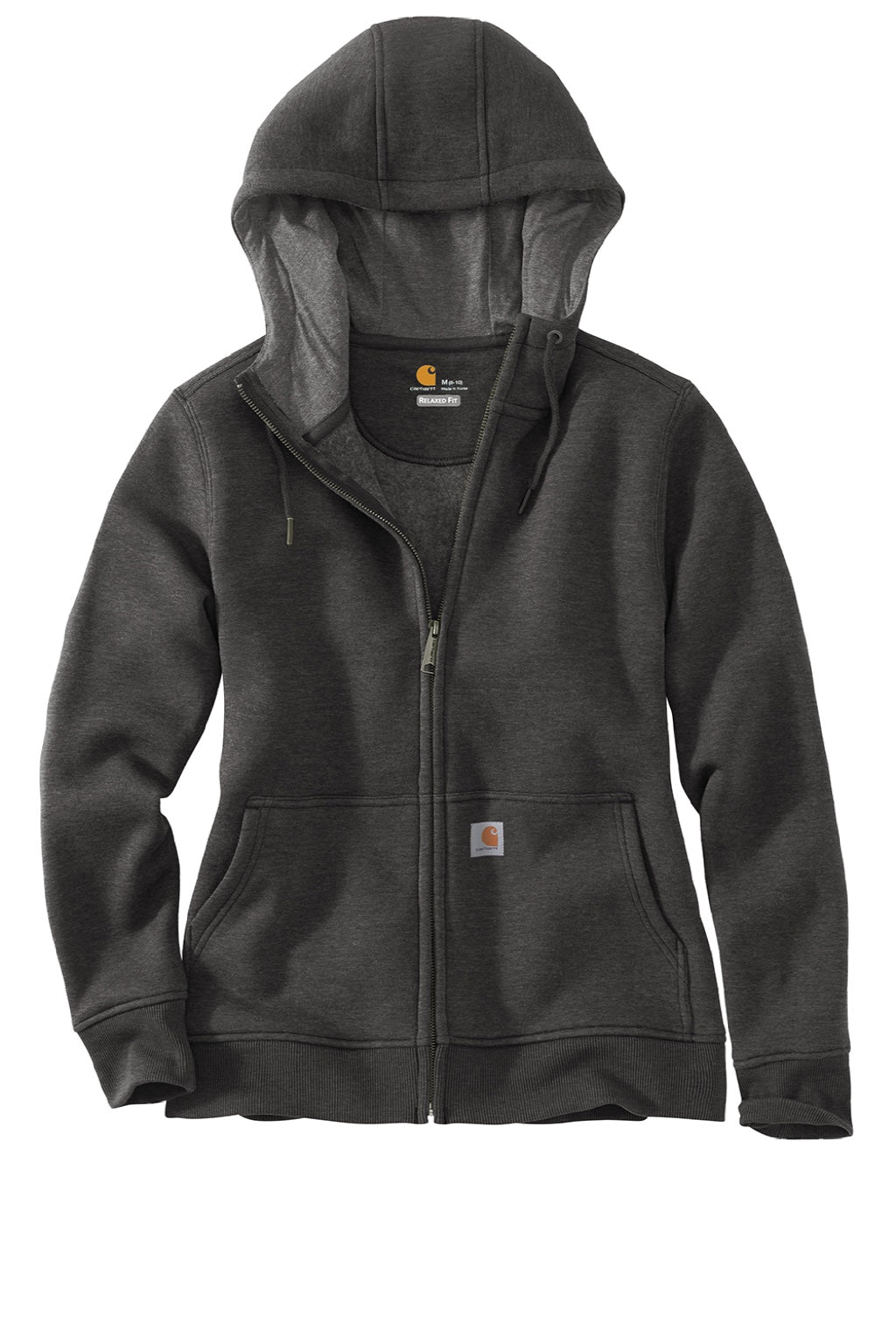Carhartt CT102788 Womens Clarksburg Full Zip Hooded Sweatshirt Hoodie w/ Pockets Heather Carbon Grey Flat Front