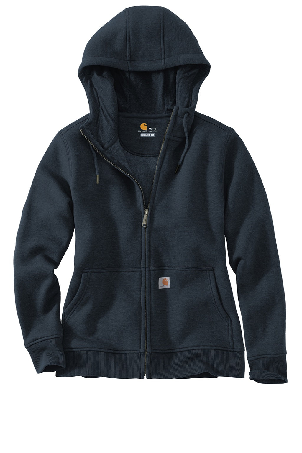 Carhartt CT102788 Womens Clarksburg Full Zip Hooded Sweatshirt Hoodie w/ Pockets Navy Blue Flat Front