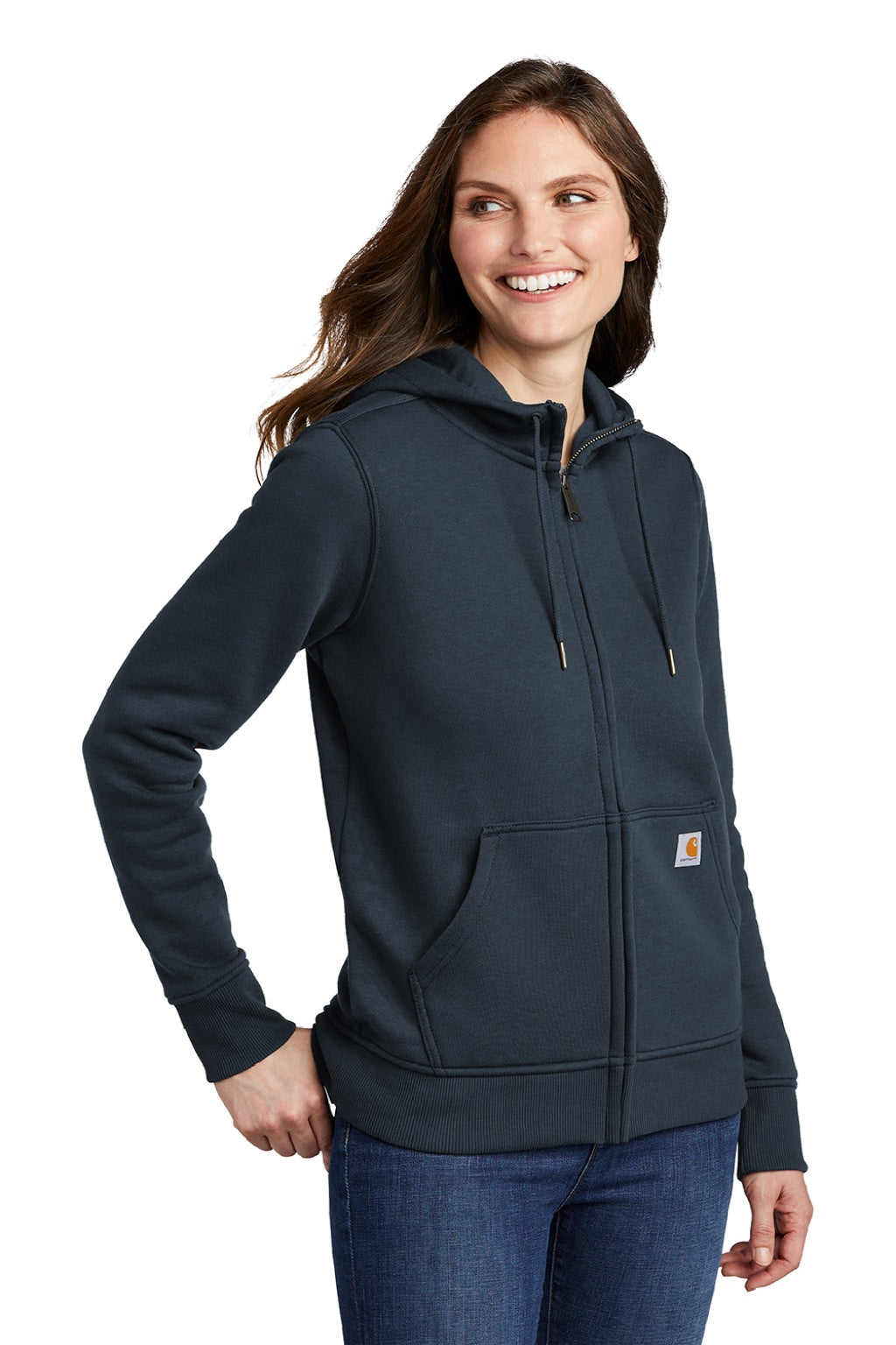 Carhartt CT102788 Womens Clarksburg Full Zip Hooded Sweatshirt Hoodie w/ Pockets Navy Blue Model 3Q