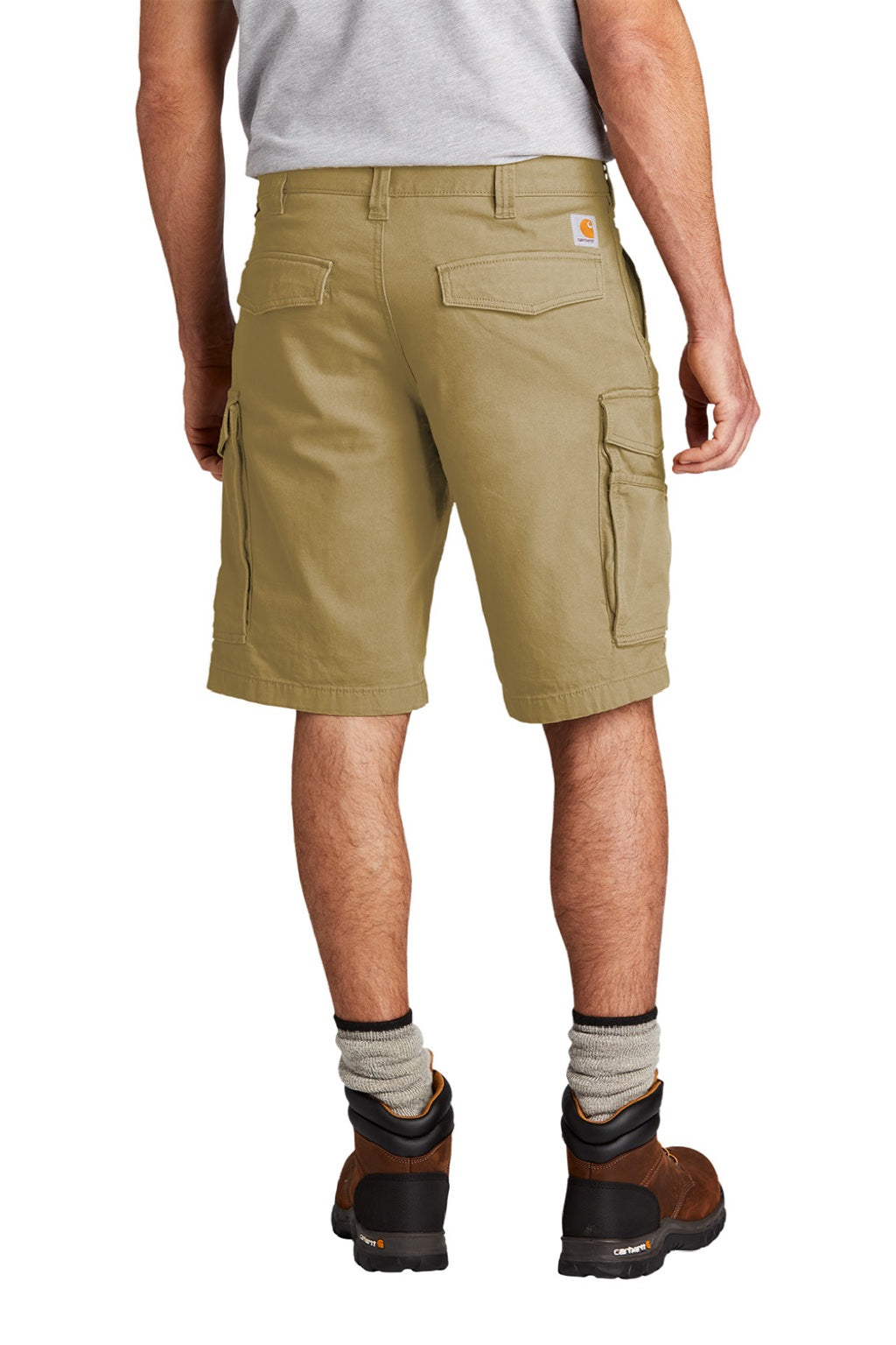 Carhartt CT103542 Mens Rugged Flex Rigby Cargo Shorts w/ Pockets Dark Khaki Brown Model Back