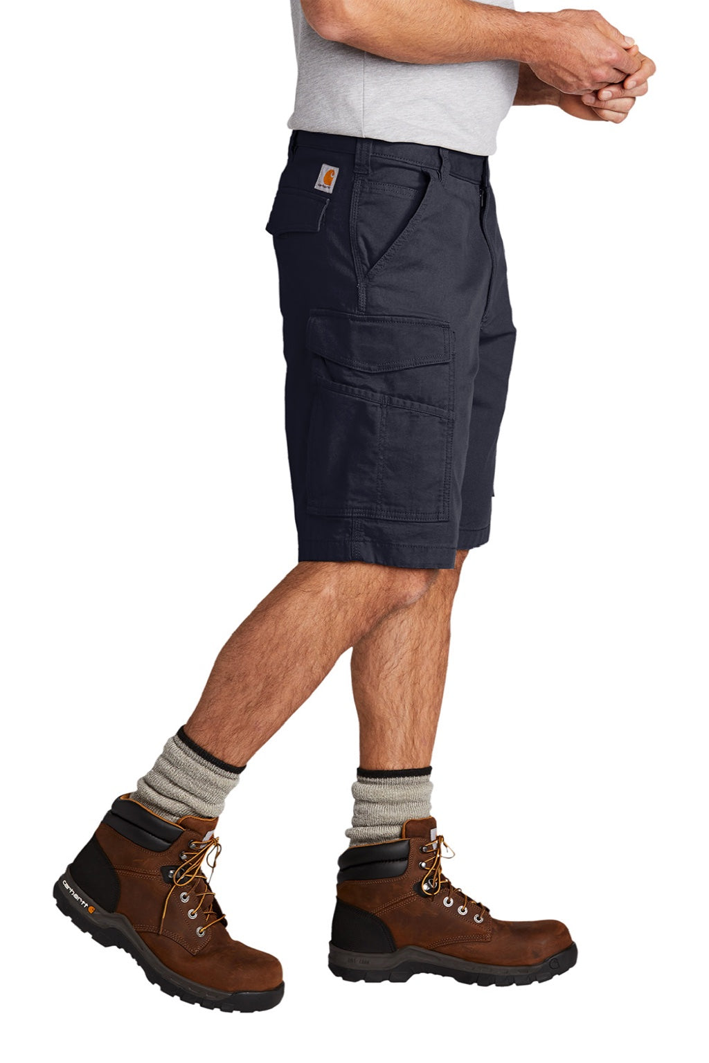 Carhartt CT103542 Mens Rugged Flex Rigby Cargo Shorts w/ Pockets Navy Blue Model Side