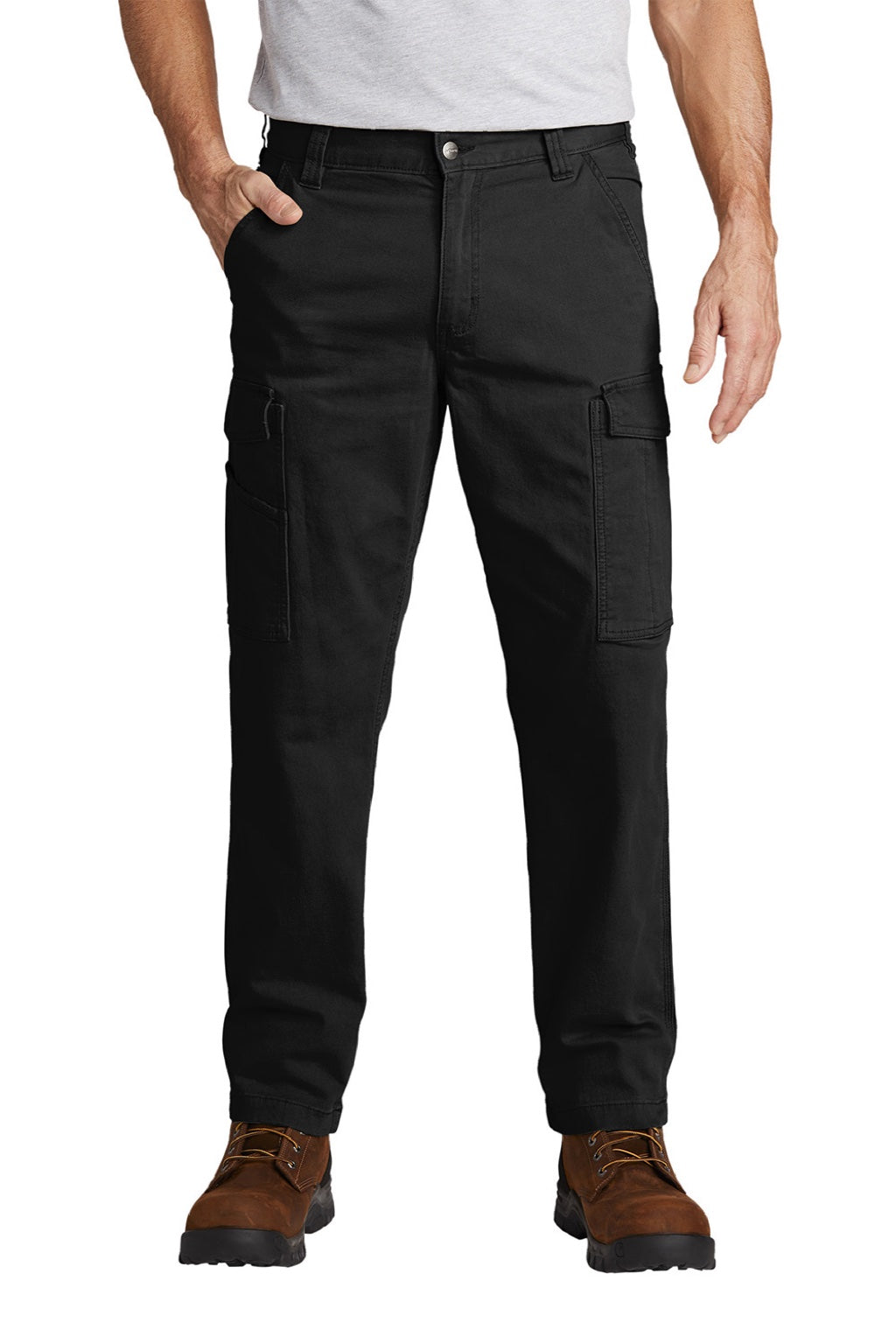 Carhartt CT103574 Mens Rugged Flex Rigby Cargo Pants w/ Pockets Black Model Front