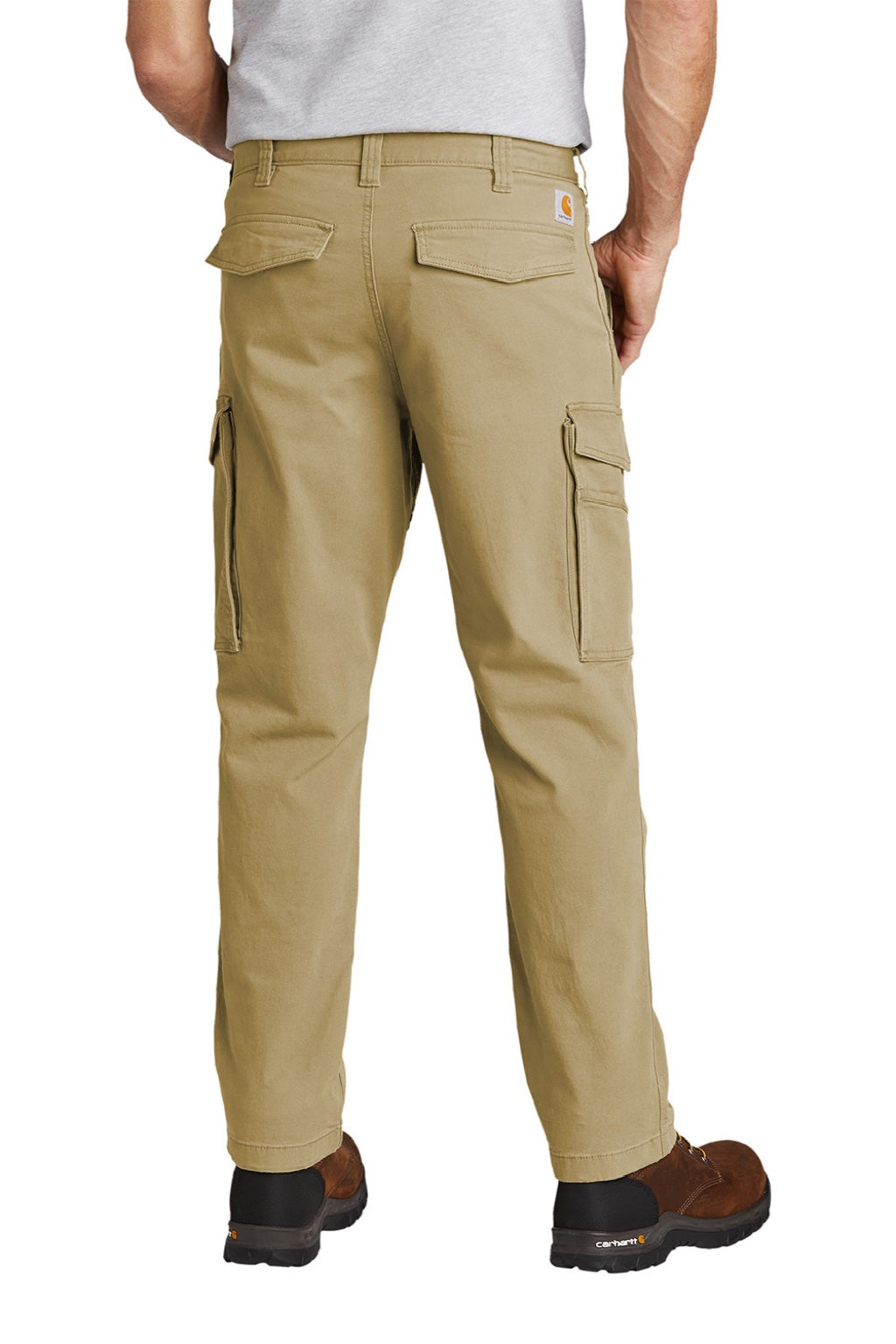 Carhartt CT103574 Mens Rugged Flex Rigby Cargo Pants w/ Pockets Dark Khaki Brown Model Back