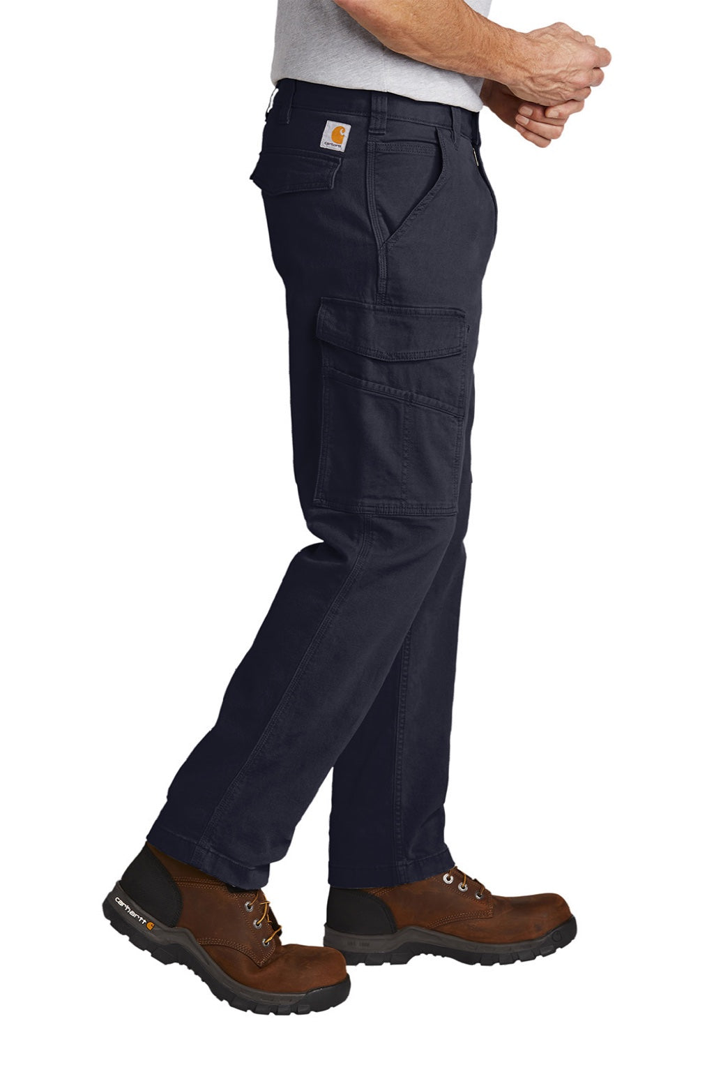 Carhartt CT103574 Mens Rugged Flex Rigby Cargo Pants w/ Pockets Navy Blue Model Side