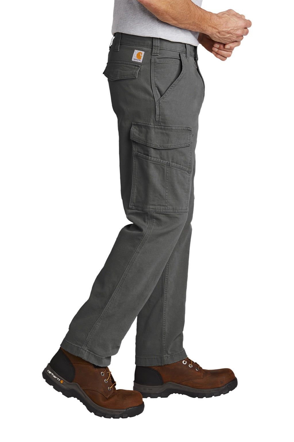 Carhartt CT103574 Mens Rugged Flex Rigby Cargo Pants w/ Pockets Shadow Grey Model Side