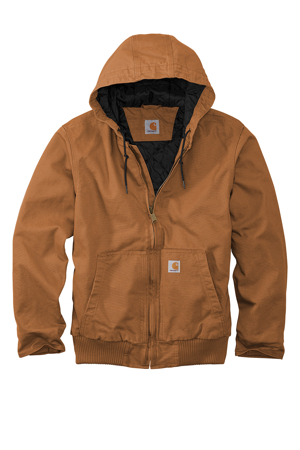 Carhartt CT104050/CTT104050 Mens Active Washed Duck Full Zip Hooded Jacket Carhartt Brown Flat Front