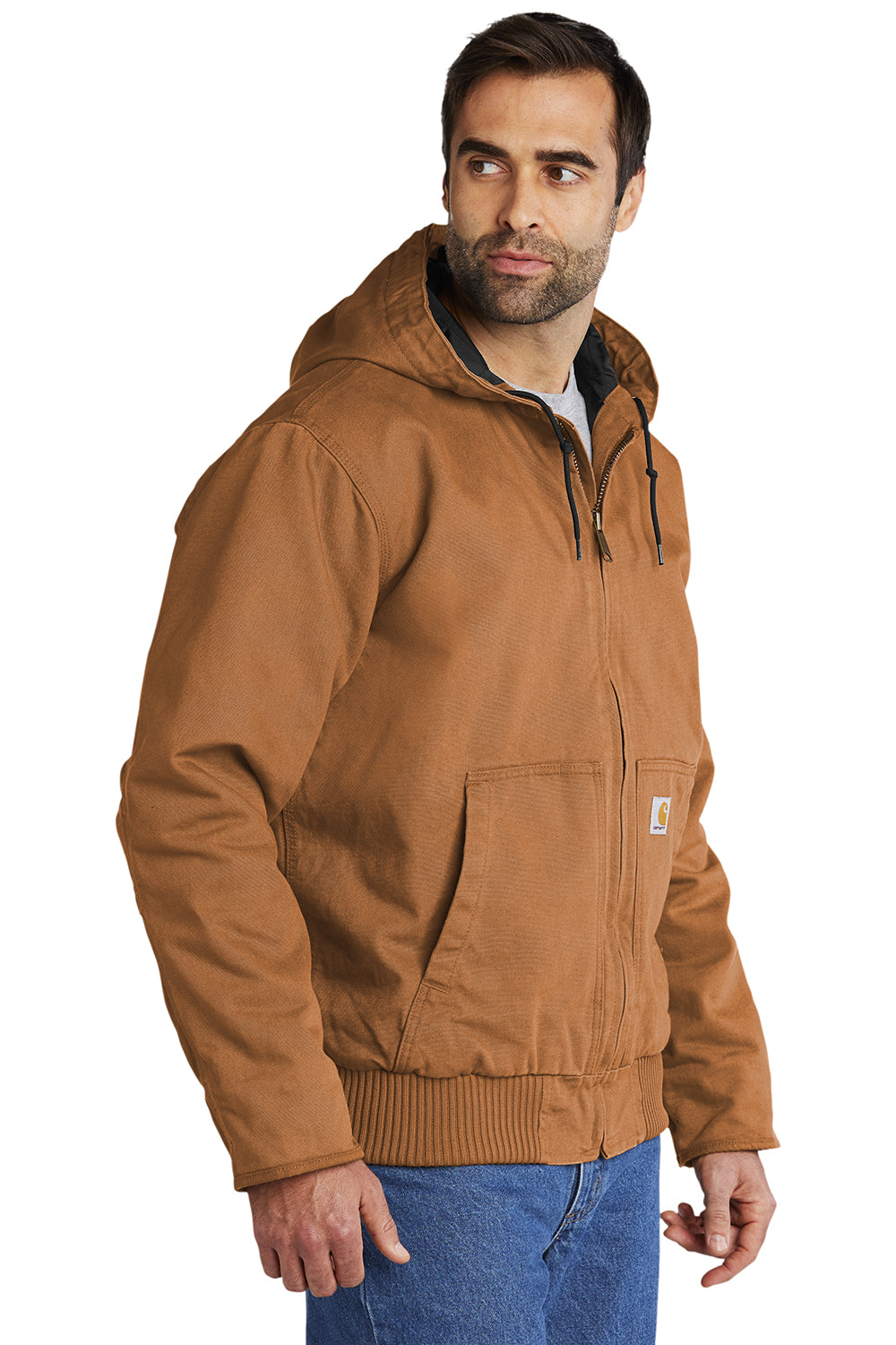 Carhartt CT104050/CTT104050 Mens Active Washed Duck Full Zip Hooded Jacket Carhartt Brown Model 3Q
