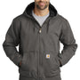 Carhartt Mens Active Washed Duck Full Zip Hooded Jacket - Gravel Grey
