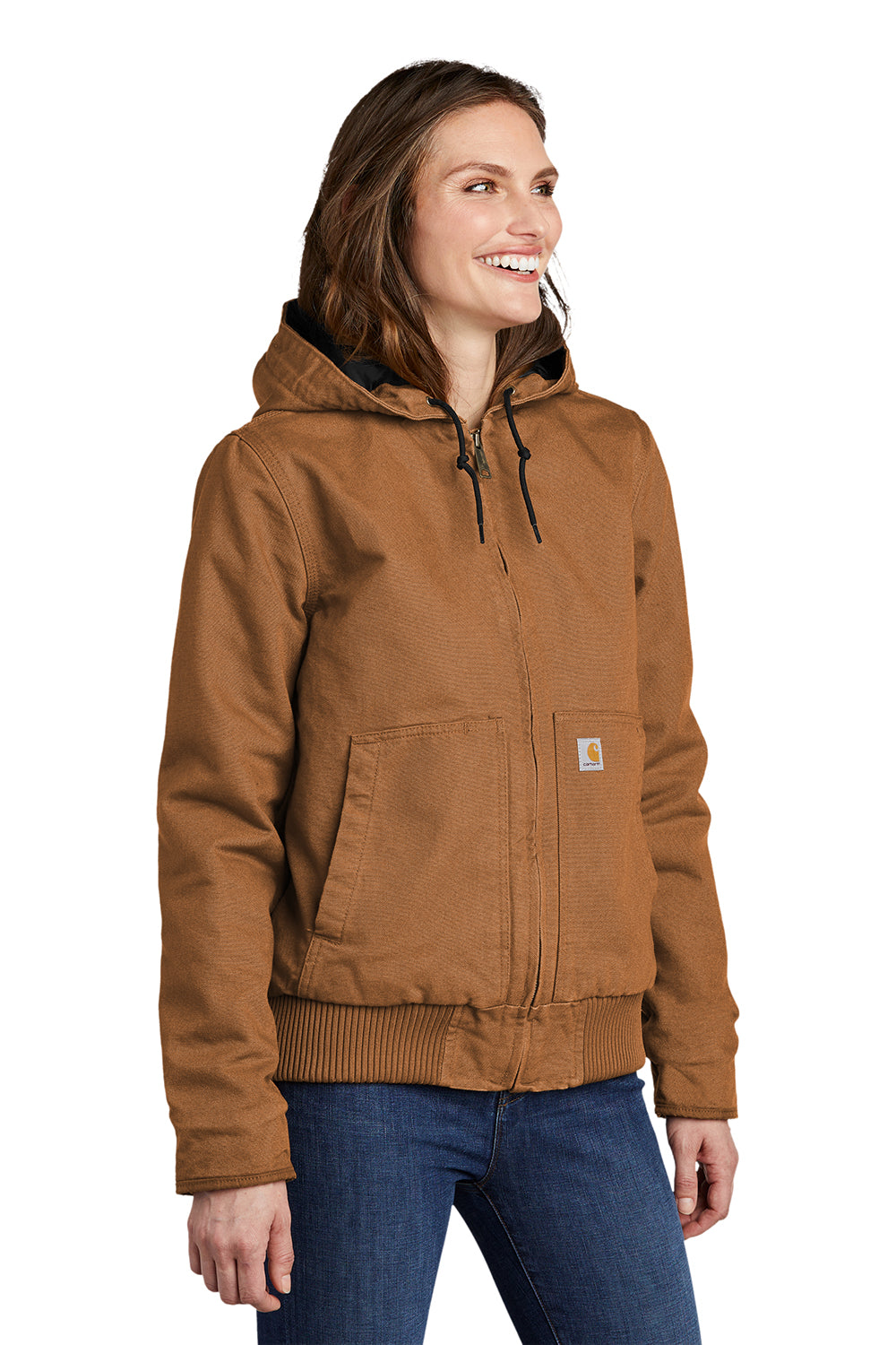Carhartt CT104053 Womens Active Washed Duck Full Zip Hooded Jacket Carhartt Brown Model 3Q
