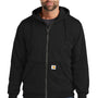 Carhartt Mens Water Resistant Thermal Lined Full Zip Hooded Sweatshirt Hoodie - Black