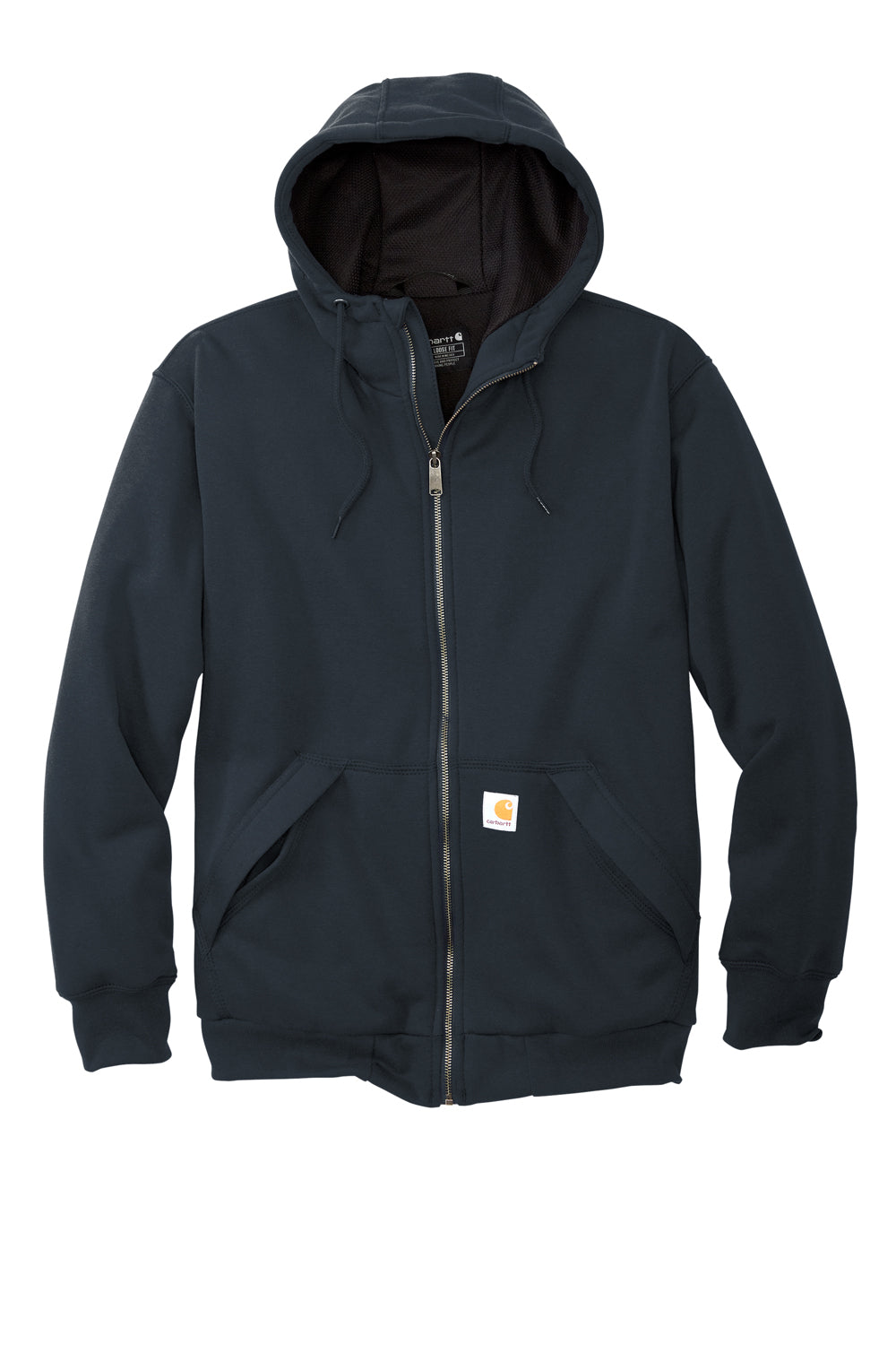 Carhartt CT104078 Mens Water Resistant Thermal Lined Full Zip Hooded Sweatshirt Hoodie New Navy Blue Flat Front