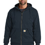 Carhartt Mens Water Resistant Thermal Lined Full Zip Hooded Sweatshirt Hoodie - New Navy Blue