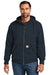 Carhartt CT104078 Mens Water Resistant Thermal Lined Full Zip Hooded Sweatshirt Hoodie w/ Pockets New Navy Blue Model Front