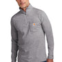 Carhartt Mens Force Moisture Wicking 1/4 Zip Long Sleeve T-Shirt w/ Pocket - Heather Grey
