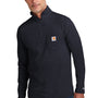 Carhartt Mens Force Moisture Wicking 1/4 Zip Long Sleeve T-Shirt w/ Pocket - Navy Blue