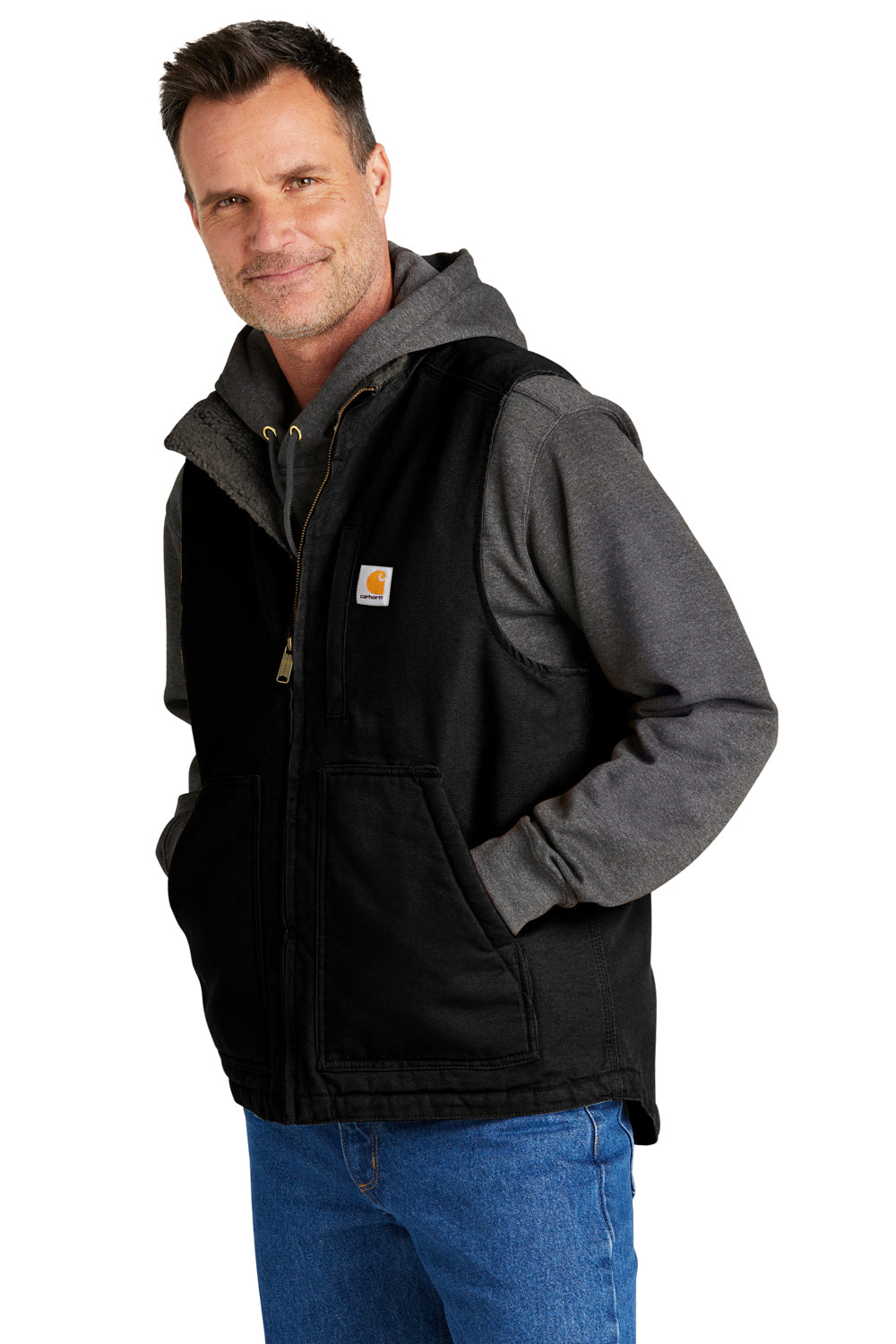 Carhartt CT104277 Mens Sherpa Lined Mock Neck Full Zip Vest Black Model 3Q