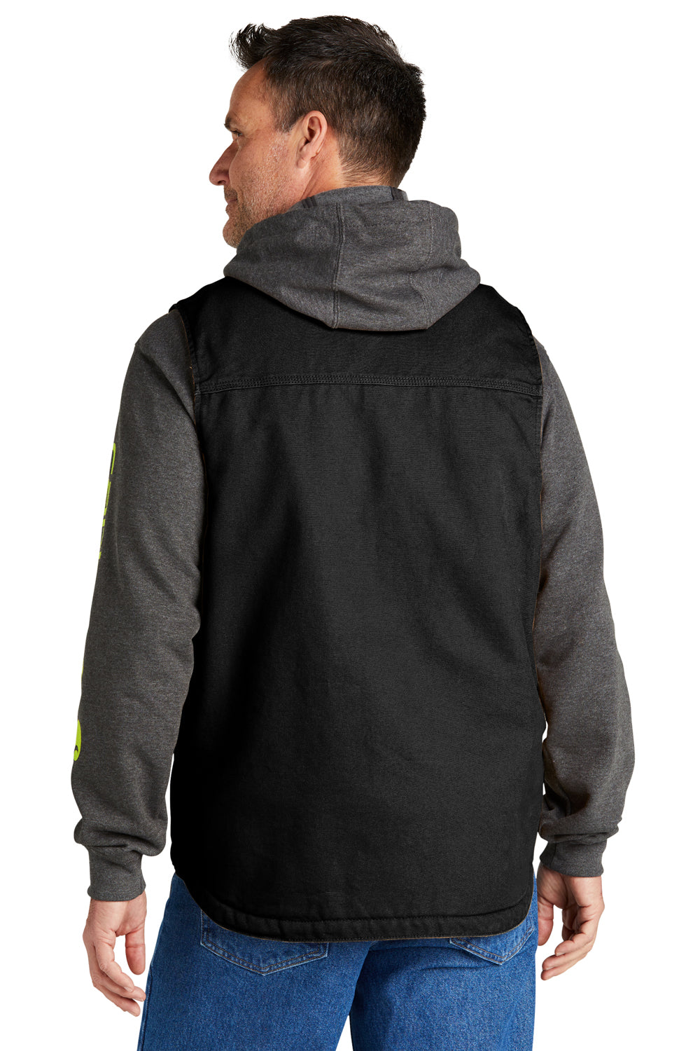 Carhartt CT104277 Mens Sherpa Lined Mock Neck Full Zip Vest Black Model Back